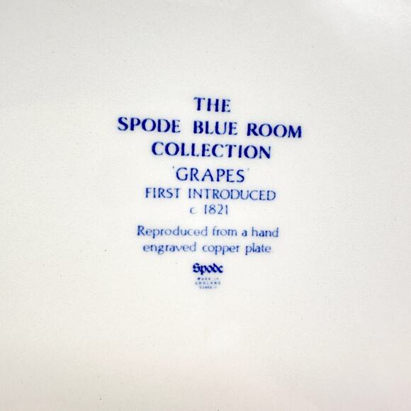 Vintage Spode Blue Room Collection Grapes Plate Platter 11.5" with Box - Picture 5 of 13